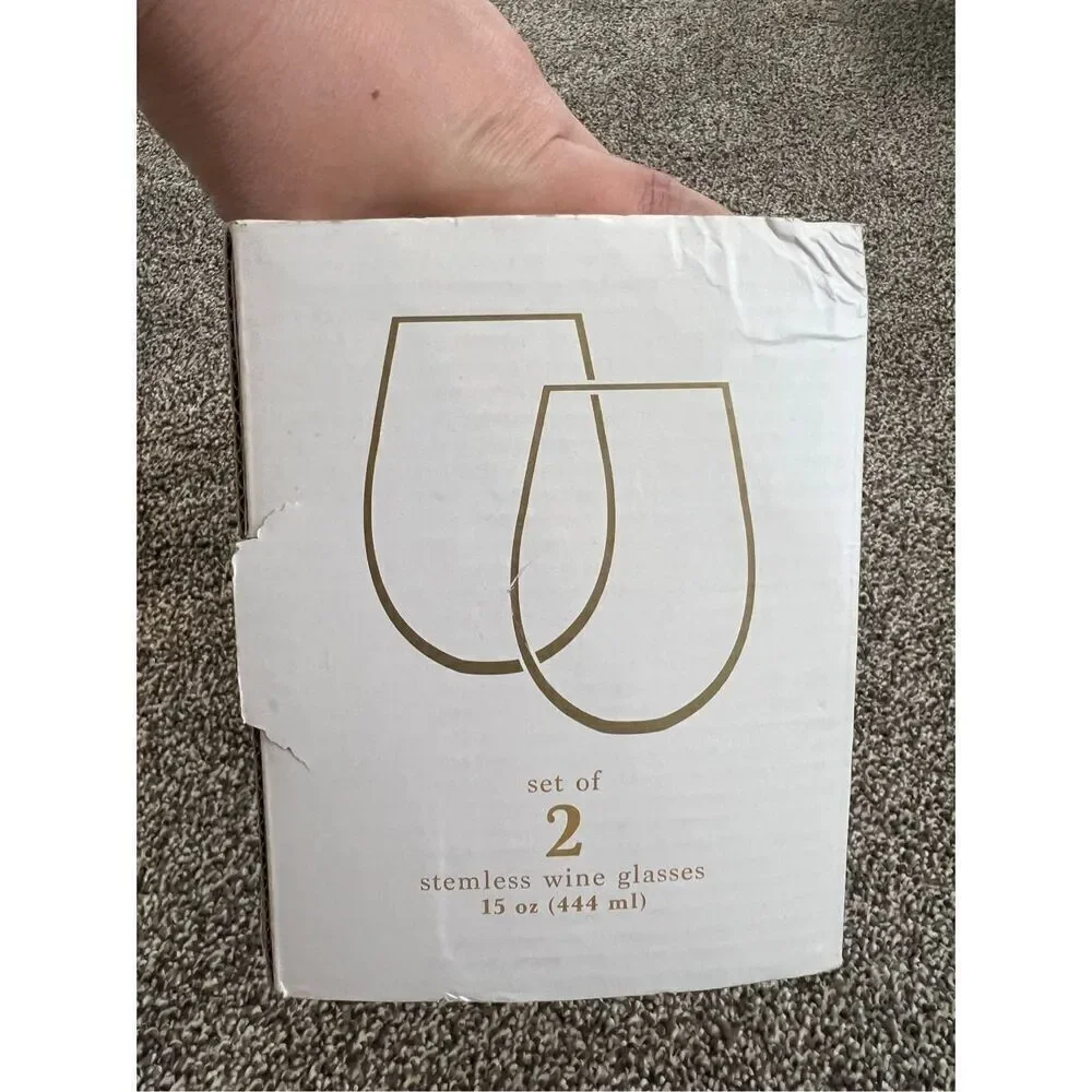NIB Love in bloom wedding day stemless wine glasses